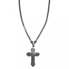 Hematit náhrdelník - krížik - XL, oblý