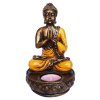Budha meditujúci, svietnik - oranžový, 18cm